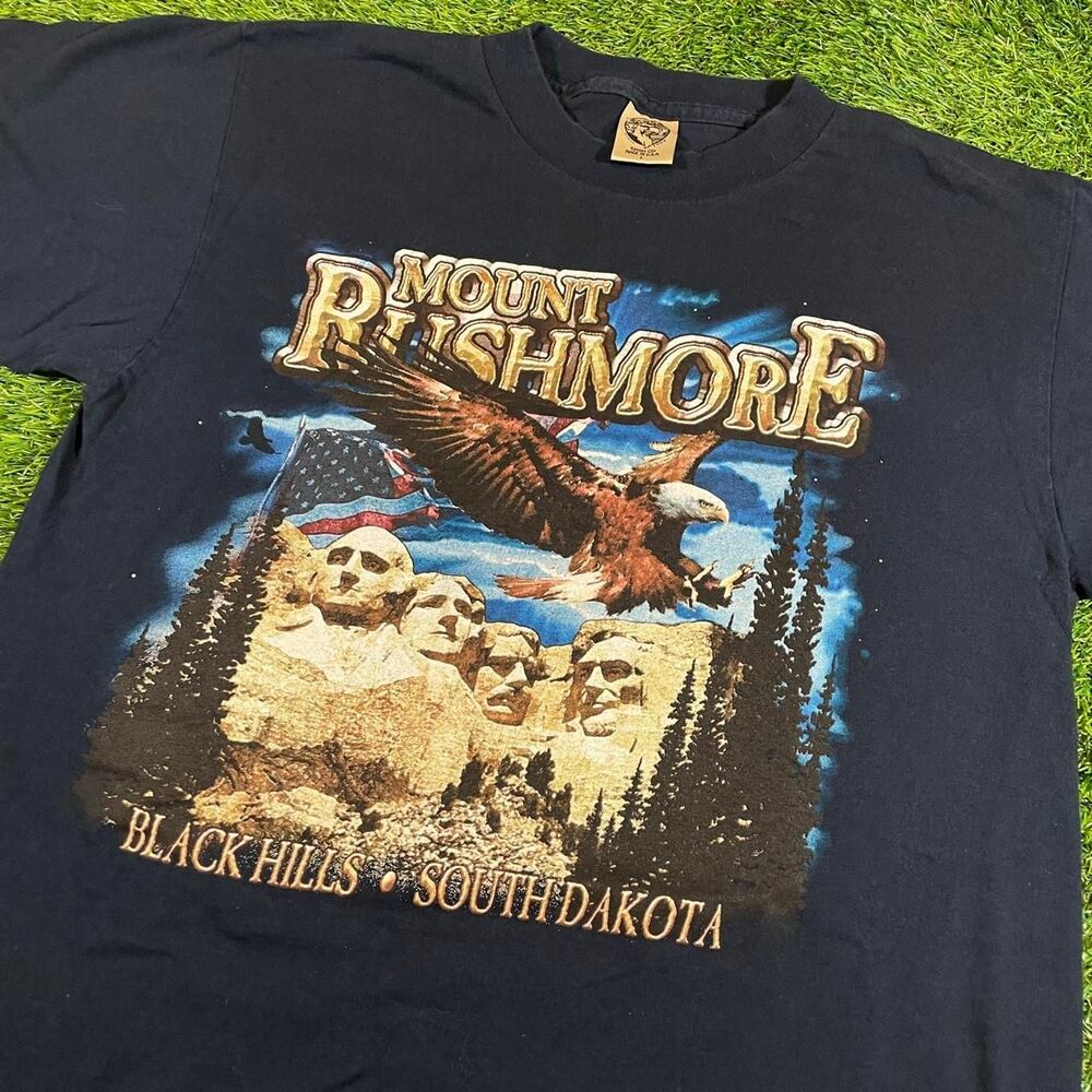Vintage 90s Eagle Made in USA Mount Rushmore Black Hills South Dakota T-Shirt L